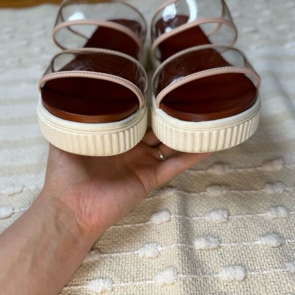 Altr’d State platform double clear/ pink lined strap slip on sandals size 8.5 - Picture 6 of 10